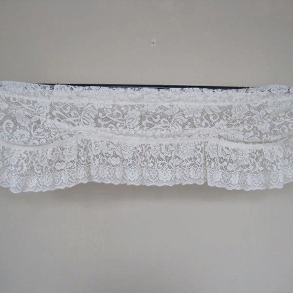 Curtain Lace Valance Floral Flowers 68 x 21 White